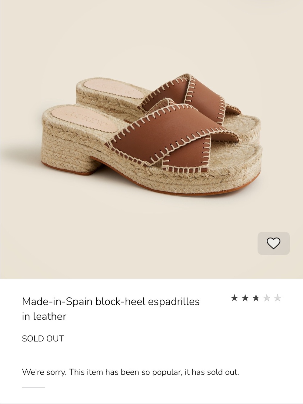 J. Crew Leather Block-Heel Espadrille Slides